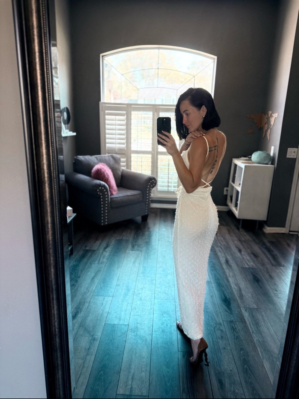 White textures Backless Dress size XS